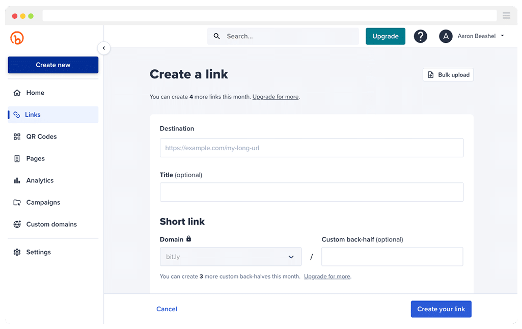 Bitly link builder