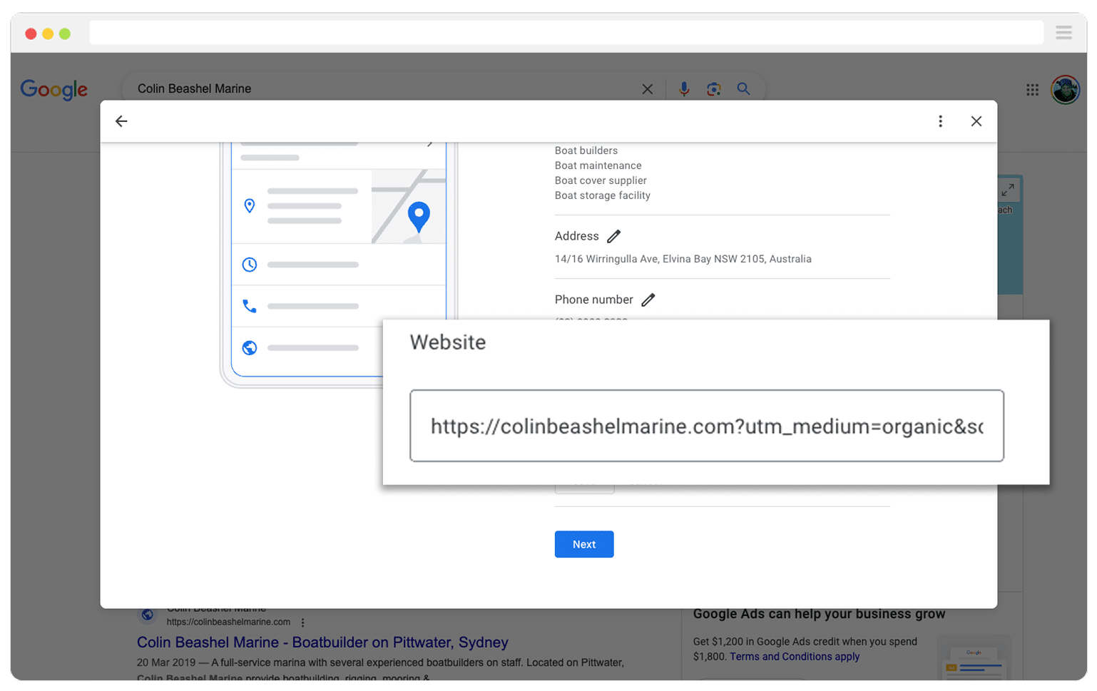 Add UTMs in Google My Business