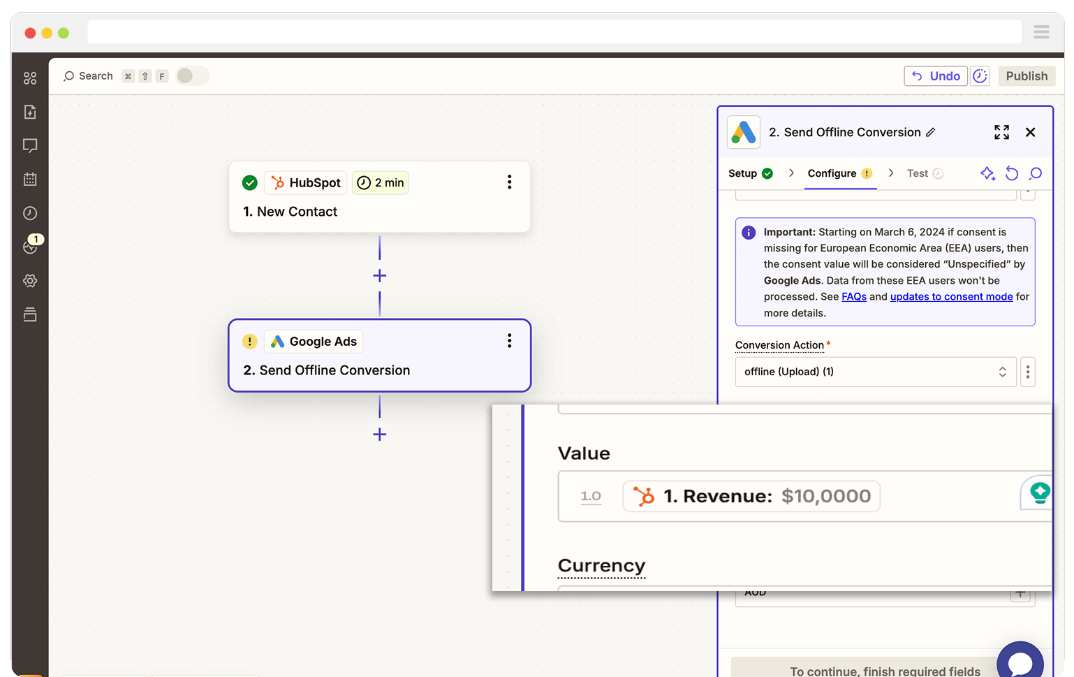 Send Value to Google Ads