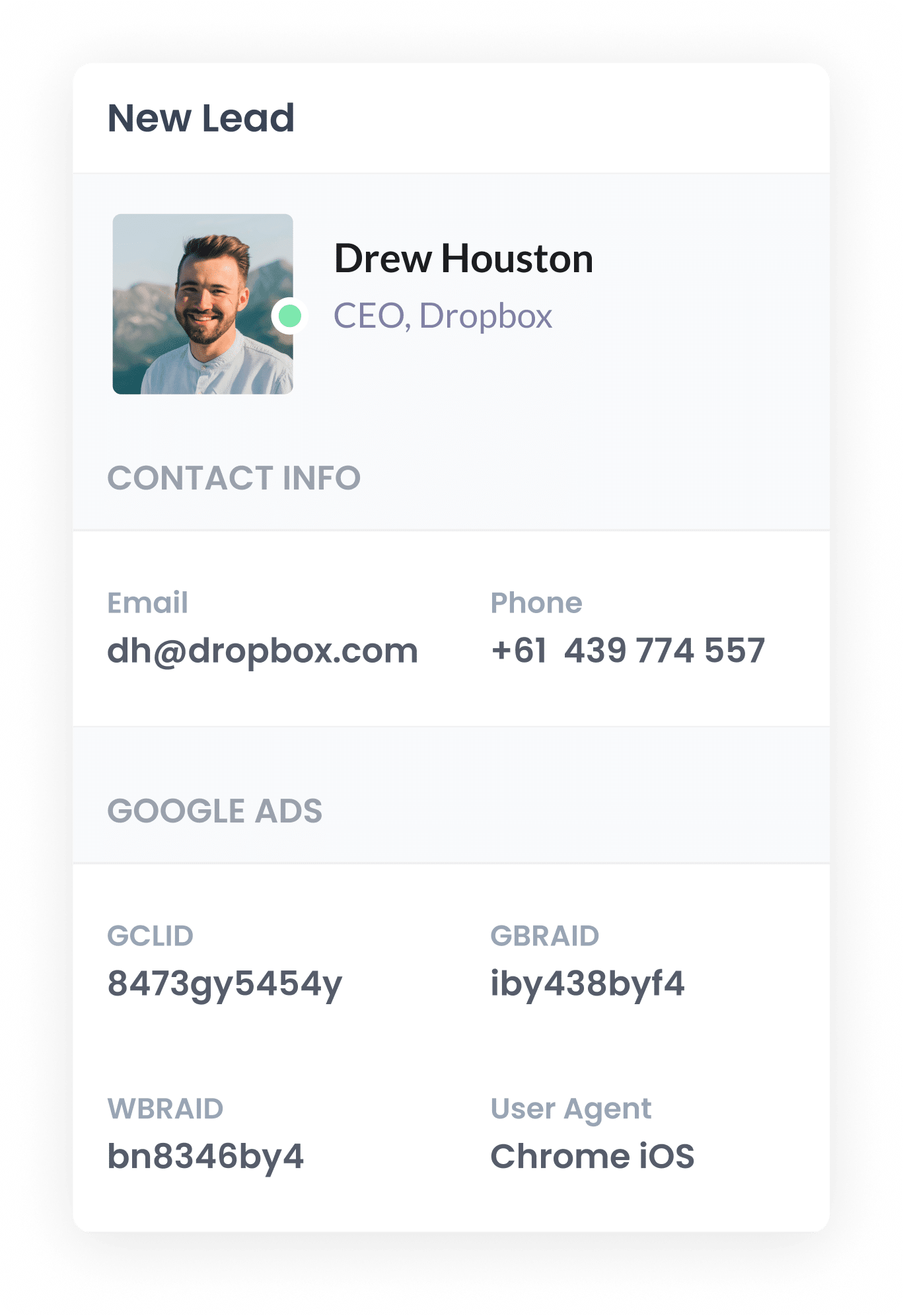 New Lead with Google Ads Details