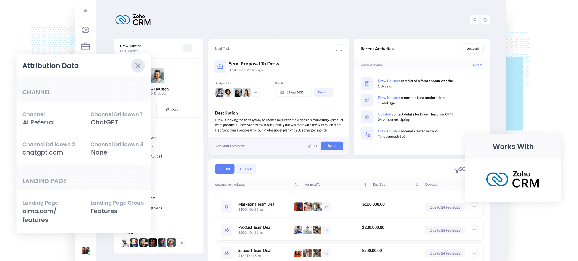 Track leads & customers from AI in Zoho CRM
