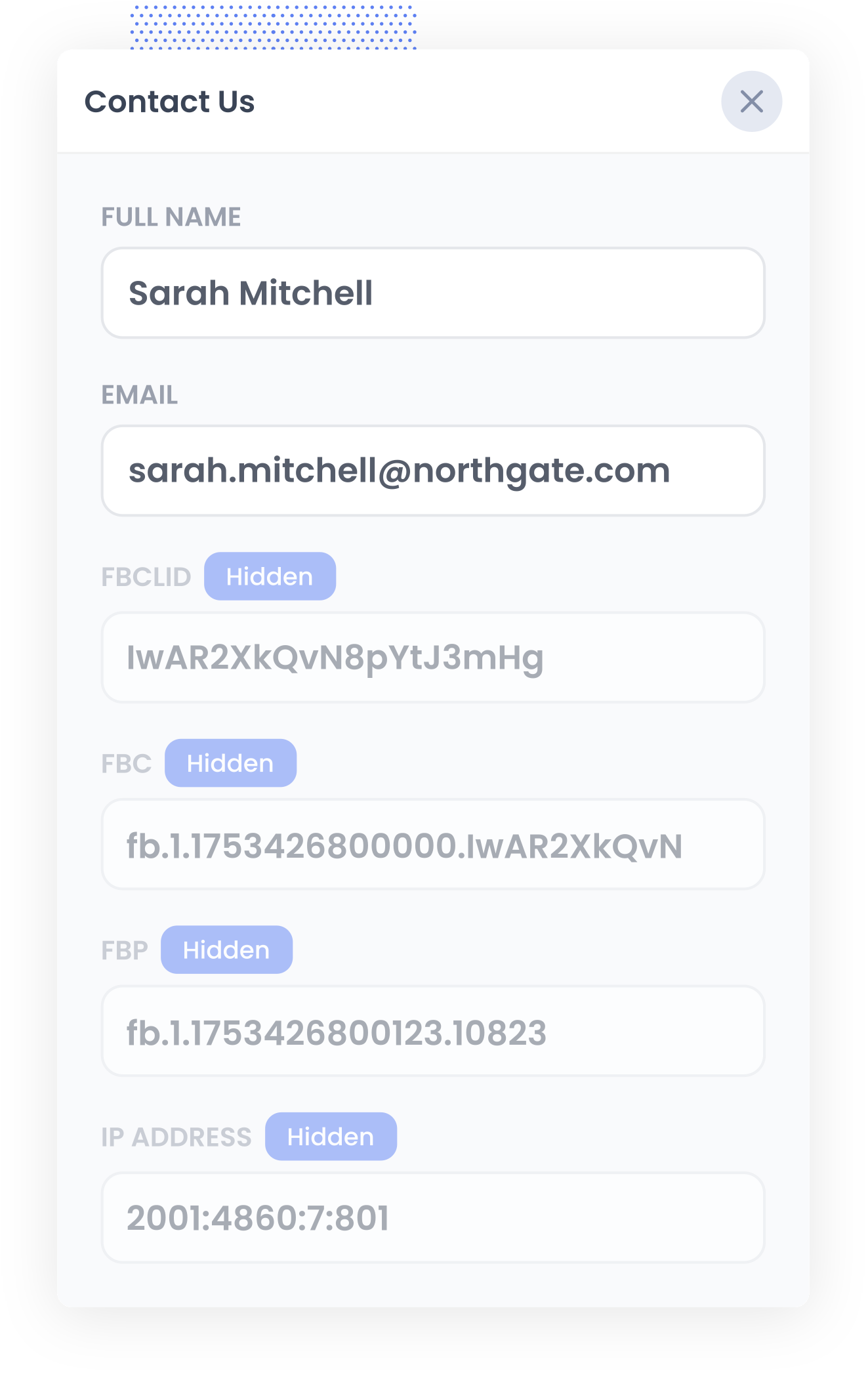 Attributer writing the Meta identifiers into hidden form fields